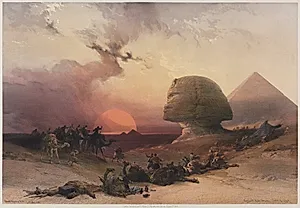 Egypt and Nubia, Volume III:  Approach of the Simoon-Desert at Gizeh by Louis Haghe (British, 1806–1885)