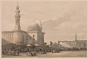 Egypt and Nubia:  Volume III–No. 38, Mosque of Sultan Hassan from the Great Square of the Rameyleh by Louis Haghe (British, 1806–1885)
