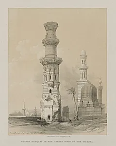 Egypt and Nubia, Volume III: Ruined Mosques in the Desert, West of the Citadel by Louis Haghe (British, 1806–1885)