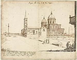 Eighteen Views of Rome: The Basilica of Santa Maria Maggiore by Lievin Cruyl (Flemish, c. 1640-c. 1720)