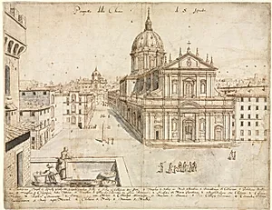 Eighteen Views of Rome: The Church of Sant'Ignazio by Lievin Cruyl (Flemish, c. 1640-c. 1720)