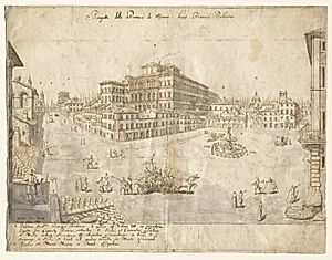 Eighteen Views of Rome: The Piazza Barberini (recto)