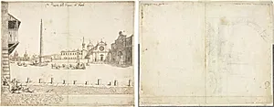 Eighteen Views of Rome: The Piazza del Popolo (recto); Sketch for San Giovanni in Laterano (verso) by Lievin Cruyl (Flemish, c. 1640-c. 1720)