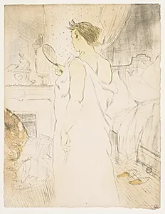 Elles: Woman with a Hand Mirror by Henri de Toulouse-Lautrec (French, 1864–1901)
