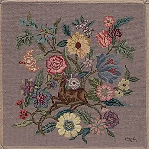 Embroidered Floral Panel by Queen Mary (British, 1867–1953)