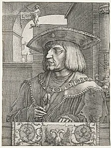 Emperor Maximilian I by Lucas van Leyden (Dutch, 1494–1533)