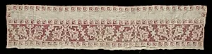End of Needlepoint (Drawnwork) Lace Towel by Unknown Artist