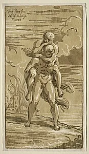 Eneas Carrying Anchises, his Father, from the Burning of Troy by Antonio Maria I Zanetti (Italian, 1680–1757)