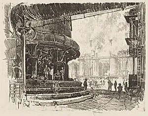 English War Work:  Making Pig Iron, The Base of the Blast Furnaces by Joseph Pennell (American, 1857–1926)