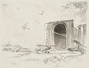 English War Work:  The Balloon-Shed by Joseph Pennell (American, 1857–1926)