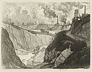 English War Work:  The Iron Mine by Joseph Pennell (American, 1857–1926)