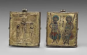 Enkolpion with the Crucifixion (front) and Saints Theodore and George (back) by Unknown Artist