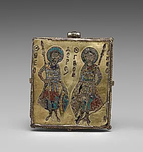 Enkolpion with the Crucifixion (front) and Saints Theodore and George (back) by Unknown Artist