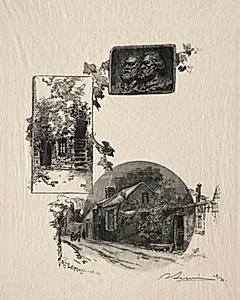 Entree de l'atelier Rousseau et la Maison de Millet by Auguste Louis Lepère (French, 1849–1918)