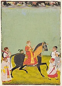 Equestrian Portrait of Maharana Raj Singh II of Mewar (r. 1755–62) by Unknown Artist