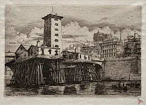 Etchings of Paris:  The Notre Dame Pump by Charles Meryon (French, 1821–1868)