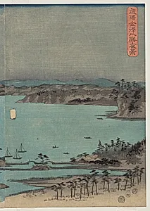Evening View of the Eight Famous Places near Kanazawa Under Full Moon in Musashi Province by Utagawa Hiroshige (Japanese, 1797–1858)