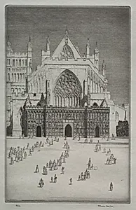Exeter Cathedral by Herbert Gordon Warlow (British, 1885–1942)