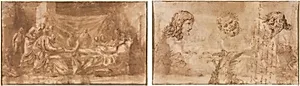 Extreme Unction (recto); Three Heads and Other Sketches (verso)