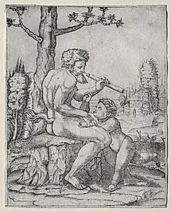 Faun and Child by Marcantonio Raimondi (Italian, 1470/82–1527/34)