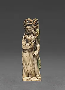 Female Attendant Bearing Fly-Whisk (Chauri) by Unknown Artist