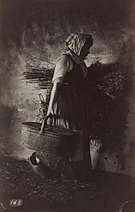 Female Peasant Carrying a Basket and Hay by Auguste Giraudon (French)