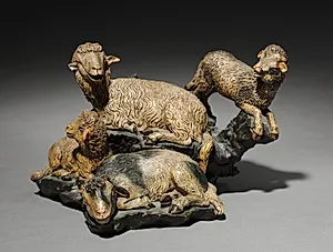 Figure from a Crèche: Group of Four Sheep by Unknown Artist