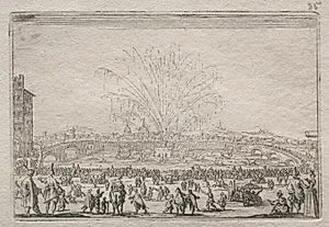 Fireworks on the Arno by Jacques Callot (French, 1592–1635)