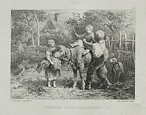 First Riding Lesson by Charles-Émile Jacque (French, 1813–1894)