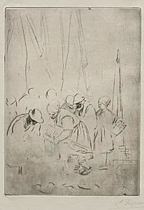 Fishermen on the Wharf at Boulogne by Alphonse Legros (French, 1837–1911)