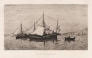 Fishing Boat/Coastal Shipping Boat (Italian Coast) (Barque de Pecheurs/Barque de Cabotage (Côtes d'Italie) by Adolphe Appian (French, 1818–1898)