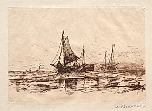 Fishing Boats on the Beach at Scheveningen by Maurits Frederik Hendrik De Haas (American, 1832–1895)