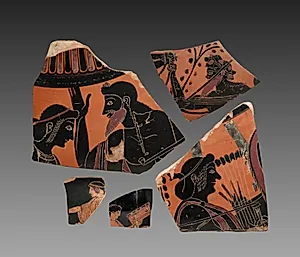 Five Fragments from Four Painted Vases by Unknown Artist