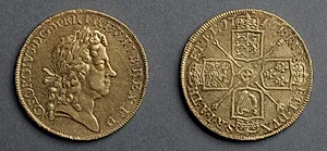 Five Guineas: George I (obverse); Shields and Star of the Order of the Garter (reverse) by Unknown Artist