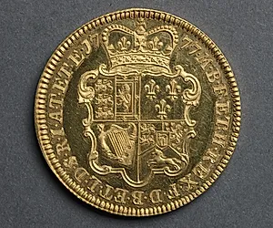 Five Guineas: Ornate Crowned Shield of Arms (reverse)