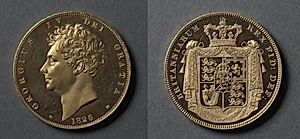 Five Pound Piece: George IV (obverse); Shield of Arms (reverse) by Jean Baptiste Merlen (French, 1769–1850)
