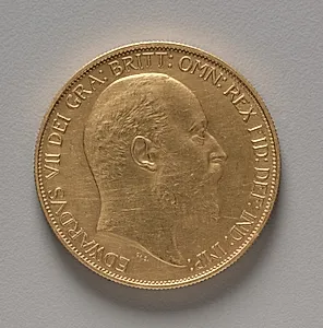 Five Pound Piece: Portrait of Edward VII (obverse) by George Edward de Saulles (British)