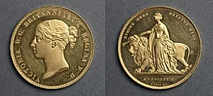 Five Pound Piece: Victoria (obverse); Una (reverse) by William Wyon (British, 1795–1851)