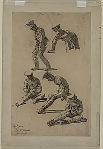 Five Studies of a Soldier by Carl Marr (American, 1858–1936)