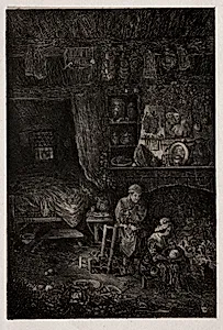 Flemish Interior by Rodolphe Bresdin (French, 1822–1885)
