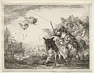 Flight into Egypt:  Joseph Pausing to Gaze at the Infant Christ by Giovanni Domenico Tiepolo (Italian, 1727–1804)