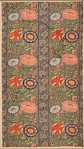 Floral striped silk on a golden ground by Unknown Artist