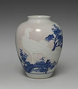 Flower Vase with Phoenix in Paulownia by Seifū Yohei III (Japanese, 1851–1914)