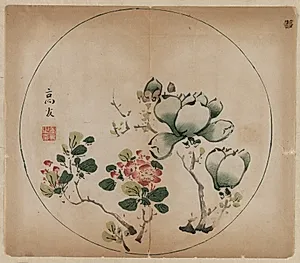 Flowering Magnolia and Peach Blossoms by Unknown Artist