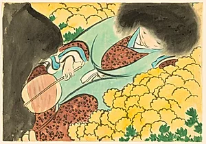Flowers of a Hundred Worlds (Momoyogusa): Chrysanthemum Boy (Kikujidō) by Kamisaka Sekka (Japanese, 1866–1942)