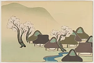 Flowers of a Hundred Worlds (Momoyogusa): Farming Village in Spring (Harudenka) by Kamisaka Sekka (Japanese, 1866–1942)