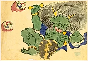 Flowers of a Hundred Worlds (Momoyogusa): God of Thunder (Raijin) by Kamisaka Sekka (Japanese, 1866–1942)