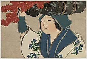 Flowers of a Hundred Worlds (Momoyogusa): Kindling Salesgirl  (Kurokiuri) by Kamisaka Sekka (Japanese, 1866–1942)