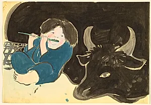 Flowers of a Hundred Worlds (Momoyogusa): Oxherd (Bokudo) by Kamisaka Sekka (Japanese, 1866–1942)