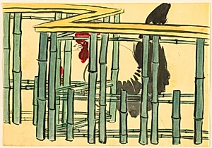 Flowers of a Hundred Worlds (Momoyogusa): Rooster (Chabo) by Kamisaka Sekka (Japanese, 1866–1942)